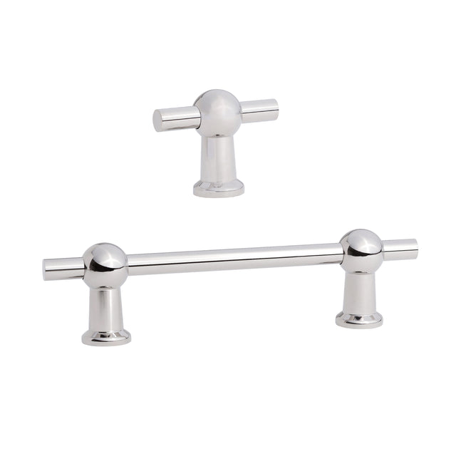 Polished Nickel "Elodie" T-Knob and Drawer Pull - Forge Hardware Studio