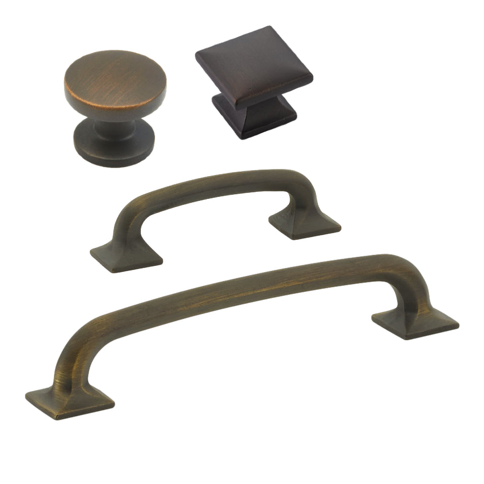 Rubbed Antique Bronze "Milli" Square Cabinet Knobs and Drawer Pulls - Forge Hardware Studio