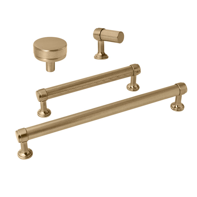 Knurled Champagne Bronze "Transitional" Cabinet Knobs and Drawer Pulls - Forge Hardware Studio