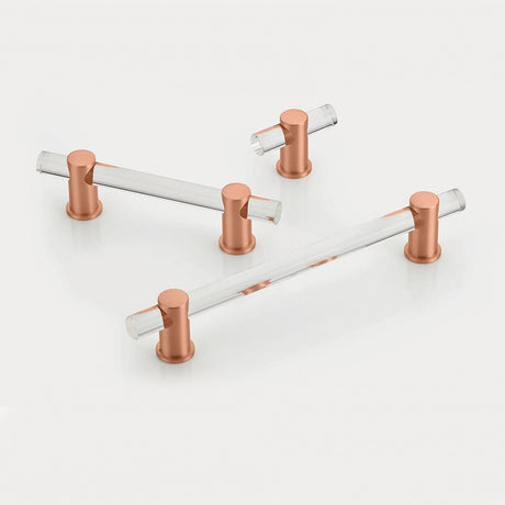 Satin Copper and Lucite "Gleam" Cabinet Knob and Drawer Pulls - Forge Hardware Studio