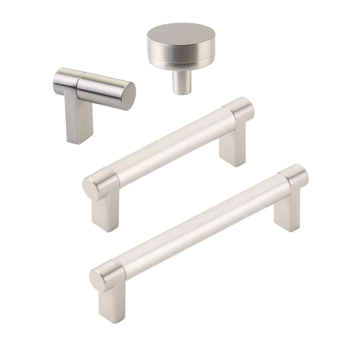 Satin Nickel "Smooth" Cabinet Knobs and Drawer Pulls - Forge Hardware Studio