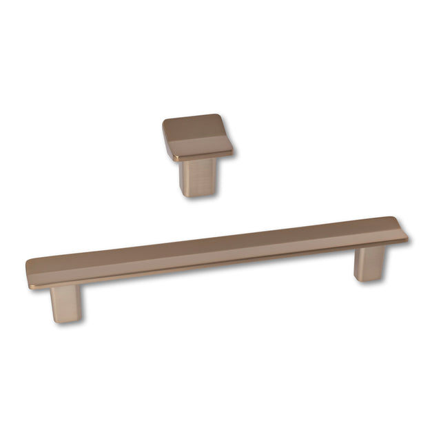 Modern Brushed Bronze "Vis a Vis" Cabinet Knob and Drawer Pulls - Forge Hardware Studio