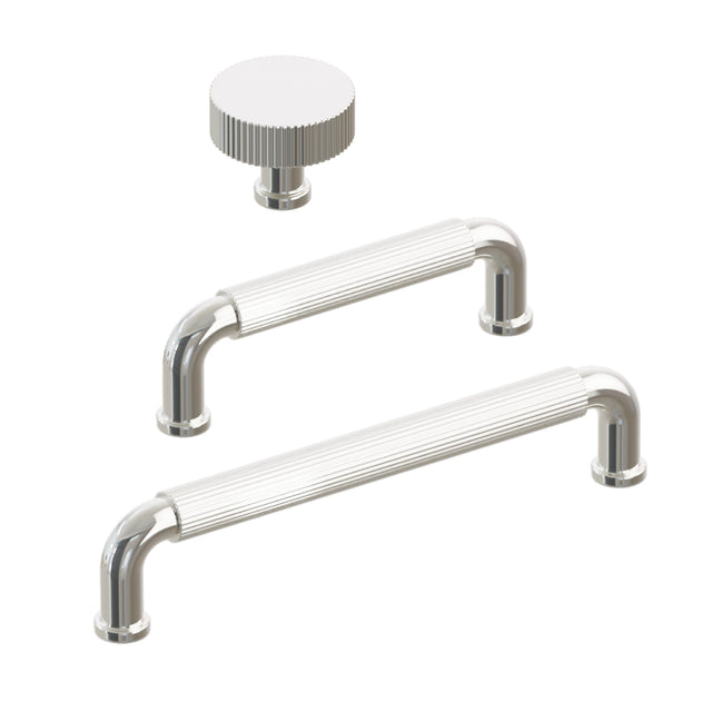 Polished Nickel "ES Fluted" Round Knobs and Drawer Pulls - Forge Hardware Studio