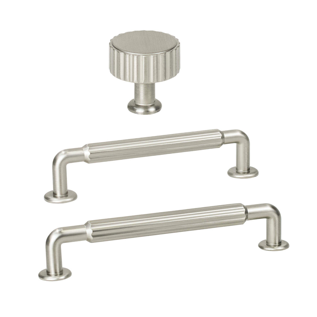 Brushed Nickel "Canopy" Cabinet Knob and Drawer Pulls - Forge Hardware Studio