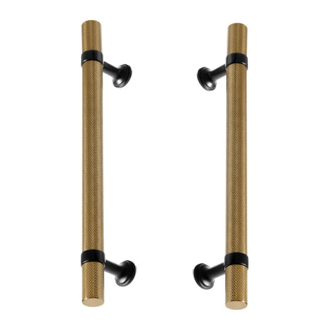 Matte Black and Champagne Bronze Knurled "Contemporary" Glass Shower Door Handles - Forge Hardware Studio