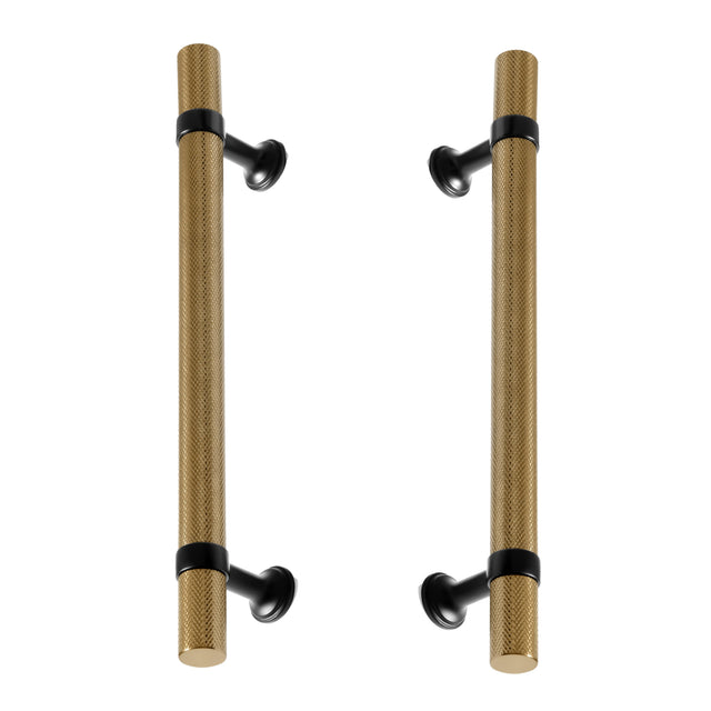 Matte Black and Champagne Bronze Knurled "Contemporary" Glass Shower Door Handles - Forge Hardware Studio