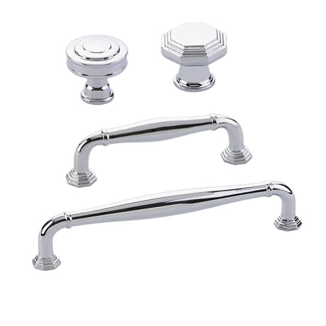 Polished Chrome "Elite Geometric" Cabinet Knobs and Drawer Pulls - Forge Hardware Studio