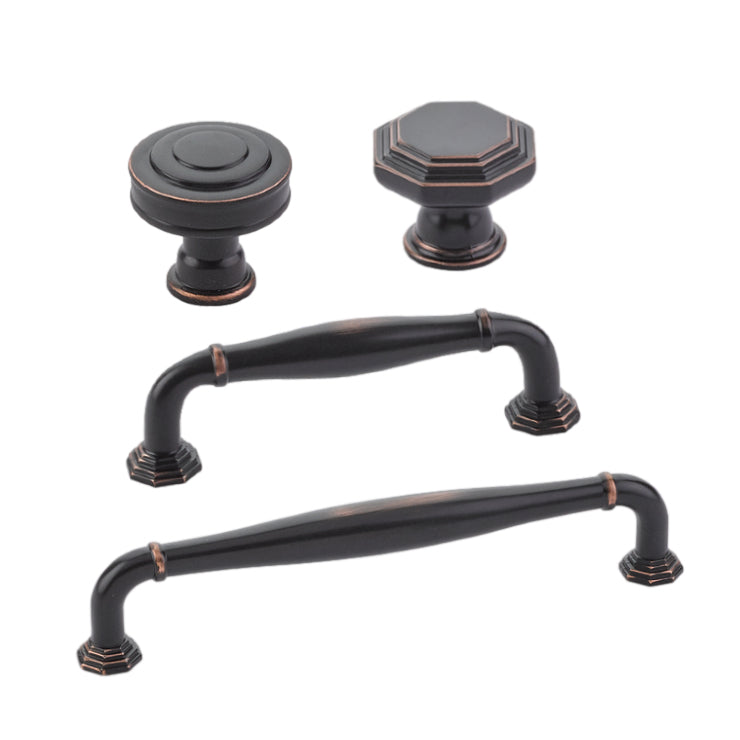 Oil Rubbed Bronze "Elite Geometric" Cabinet Knobs and Drawer Pulls - Forge Hardware Studio