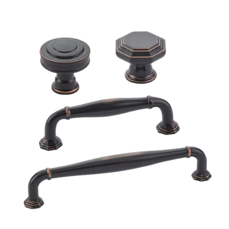 Oil Rubbed Bronze "Elite Geometric" Cabinet Knobs and Drawer Pulls - Forge Hardware Studio