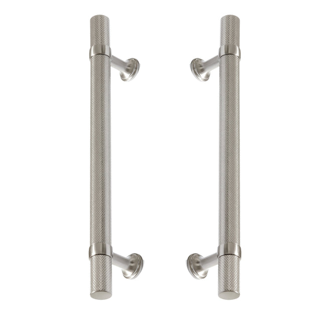 Satin Nickel Knurled "Contemporary" Glass Shower Door Handles - Forge Hardware Studio
