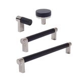 Knurled Satin Nickel and Black Cabinet Knobs and Drawer Pulls