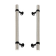 Matte Black and Polished Nickel Knurled "Contemporary" Glass Shower Door Handles - Forge Hardware Studio