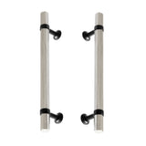 Matte Black and Polished Nickel Knurled "Contemporary" Glass Shower Door Handles - Forge Hardware Studio