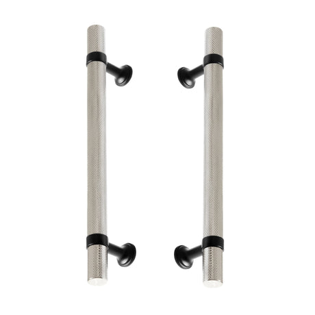 Matte Black and Polished Nickel Knurled "Contemporary" Glass Shower Door Handles - Forge Hardware Studio