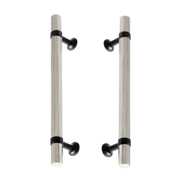 Matte Black and Polished Nickel Knurled "Contemporary" Glass Shower Door Handles - Forge Hardware Studio