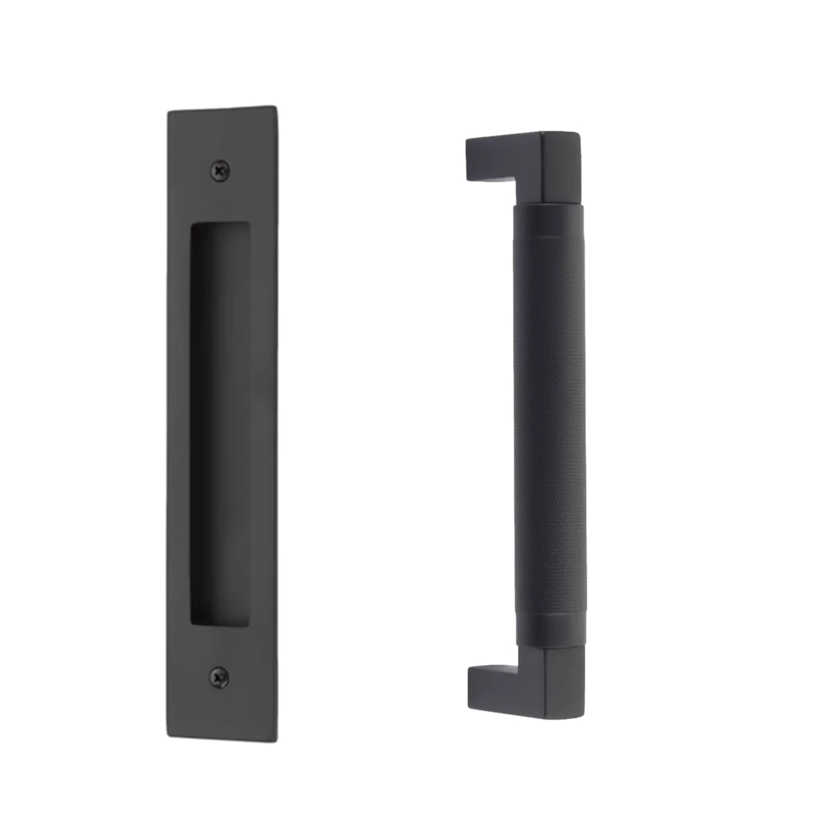 Door Flush Knurled "Helix" Pull and Handle Front and Back Hardware for Interior Doors - Forge Hardware Studio