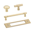 Champagne Bronze Industrial Modern Pulls and Knob with Backplate - Forge Hardware Studio