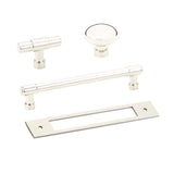 Polished Nickel Industrial Modern Pulls and Knob with Backplate - Forge Hardware Studio