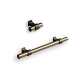 Brushed Bronze "Bond" T-Bar Dual Finish Knob and Pulls - Forge Hardware Studio