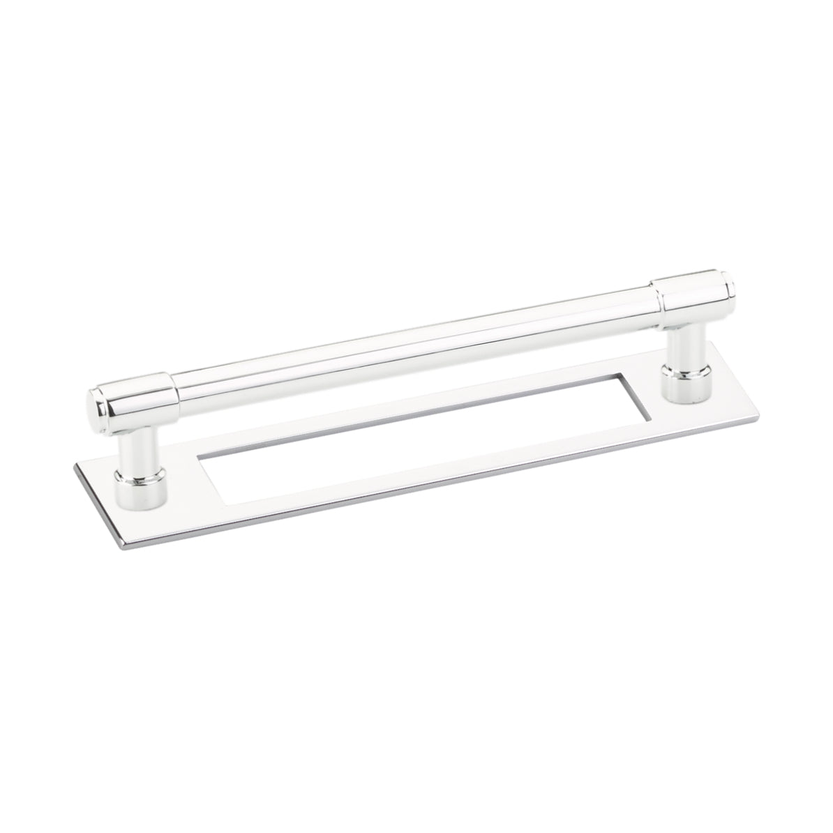 Polished Chrome Industrial Modern Pulls and Knob with Backplate - Forge Hardware Studio