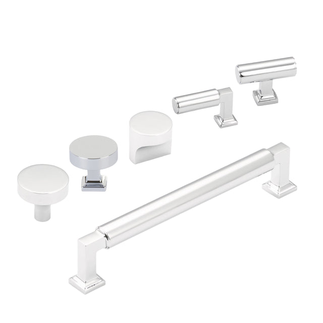 Polished Chrome "Neal" Cabinet Knobs and Pulls Cabinet Hardware - Forge Hardware Studio