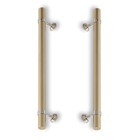 Polished Nickel and Champagne Bronze "Contemporary" Glass Shower Door Handles - Back to Back Pulls - Forge Hardware Studio