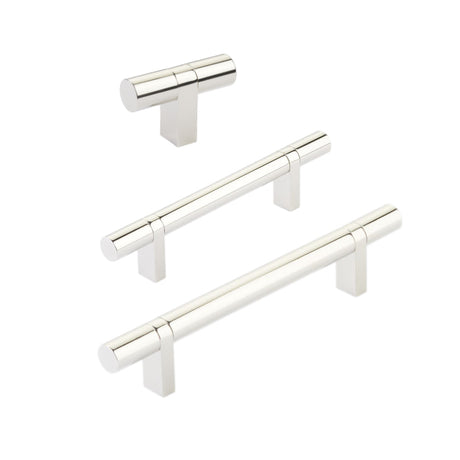 Smooth T-Bar Polished Nickel Cabinet Knobs and Drawer Pulls - Forge Hardware Studio