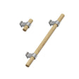 Wood and Nickel "Bond" T-Bar Dual Finish Knob and Pulls - Euro • Knobs