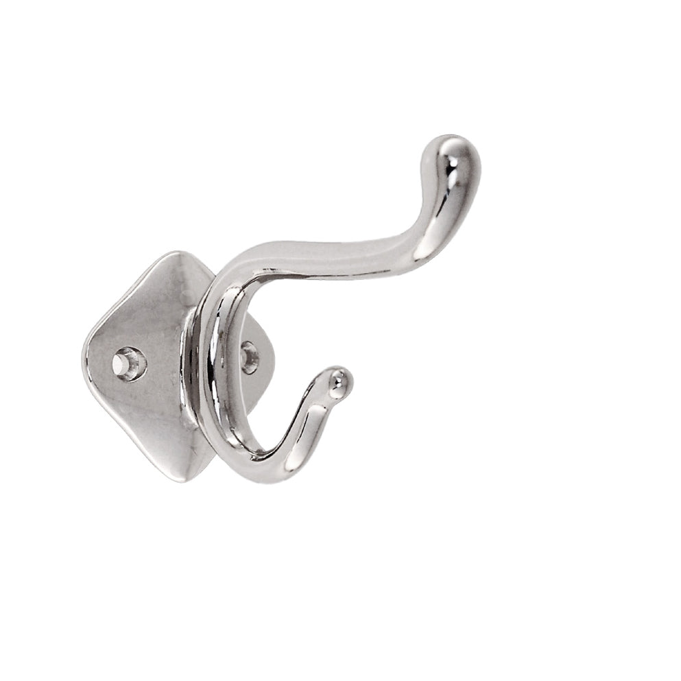 Polished Nickel "Louie Style 4" Wall Coat and Hat Hook - Forge Hardware Studio