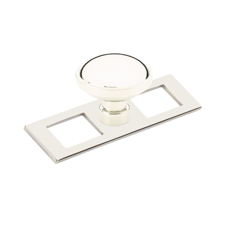 Polished Nickel Industrial Modern Pulls and Knob with Backplate - Forge Hardware Studio