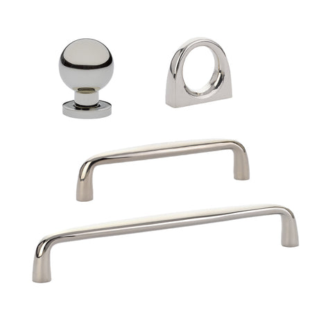 Omni Cabinet Knobs and Drawer Pulls in Polished Nickel - Forge Hardware Studio