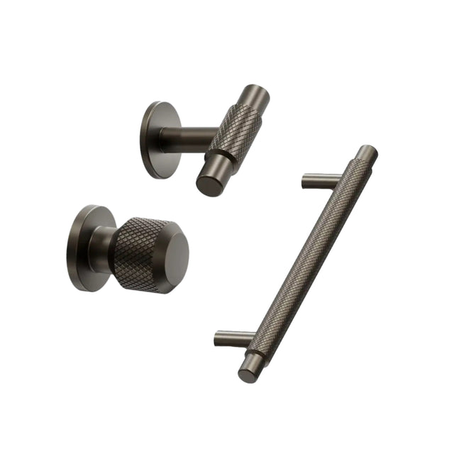 Matte Bronze "Manor" Knurled Cabinet Knobs and Drawer Pulls - Forge Hardware Studio