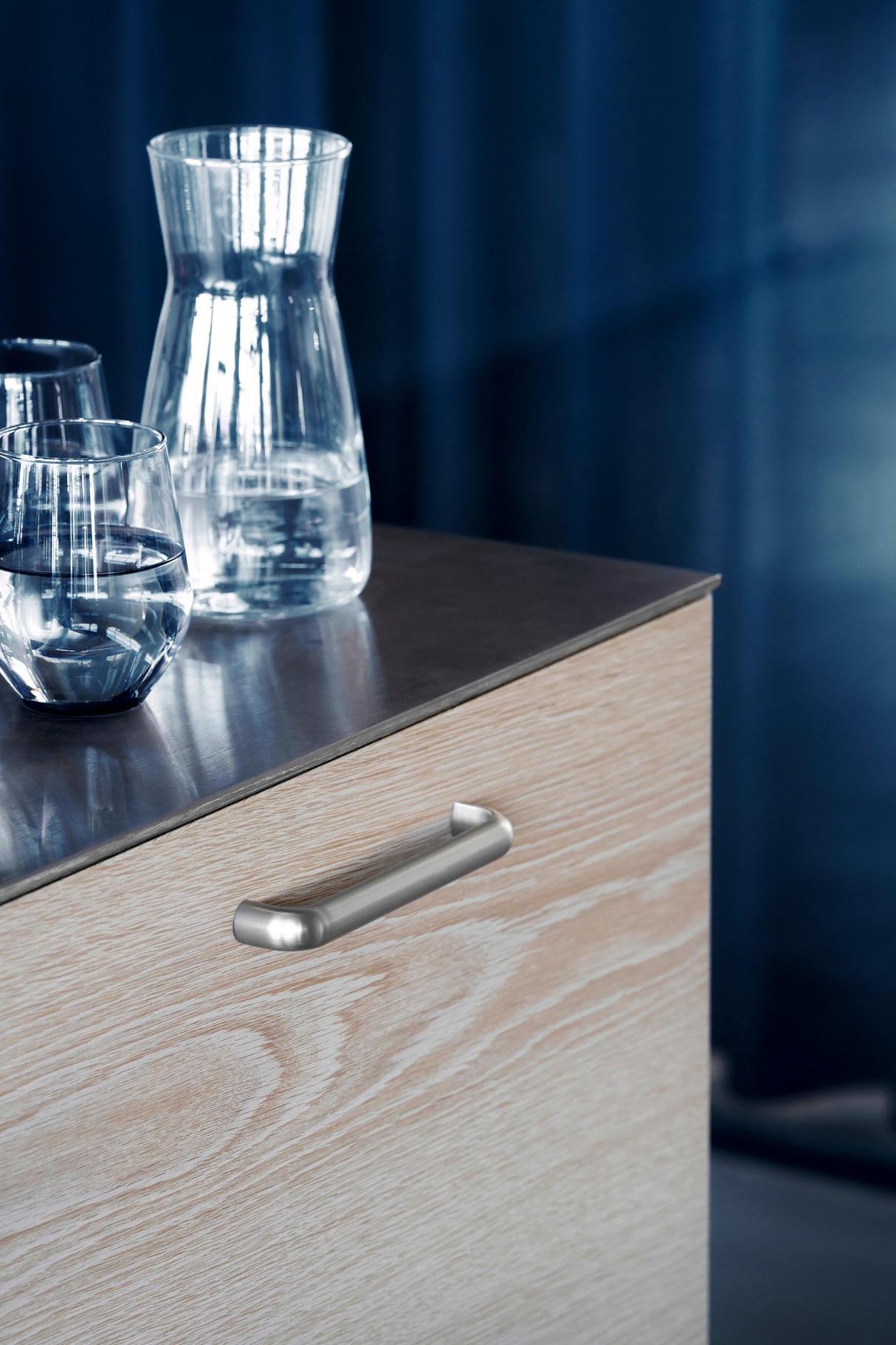 Satin Steel "Vibe" Cup Knob and Drawer Pull - Forge Hardware Studio