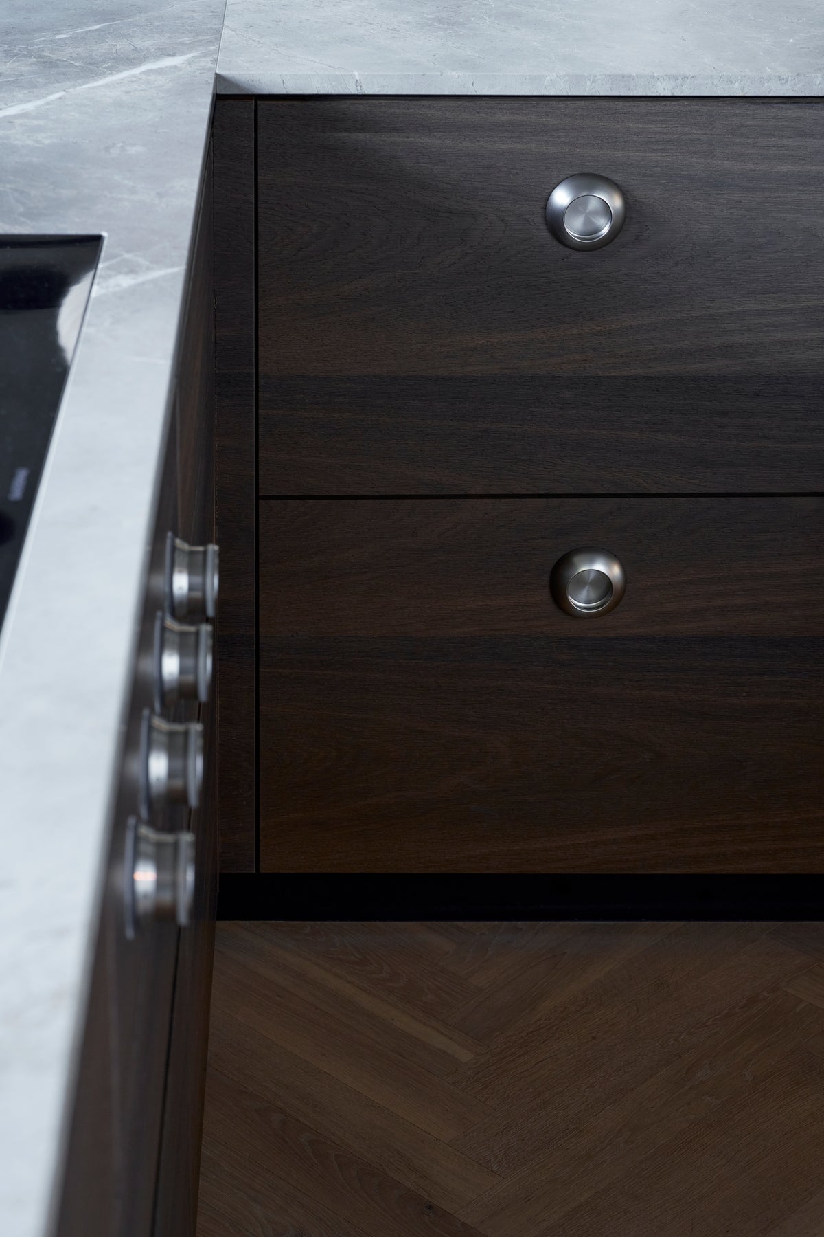 Satin Steel "Vibe" Cup Knob and Drawer Pull - Forge Hardware Studio