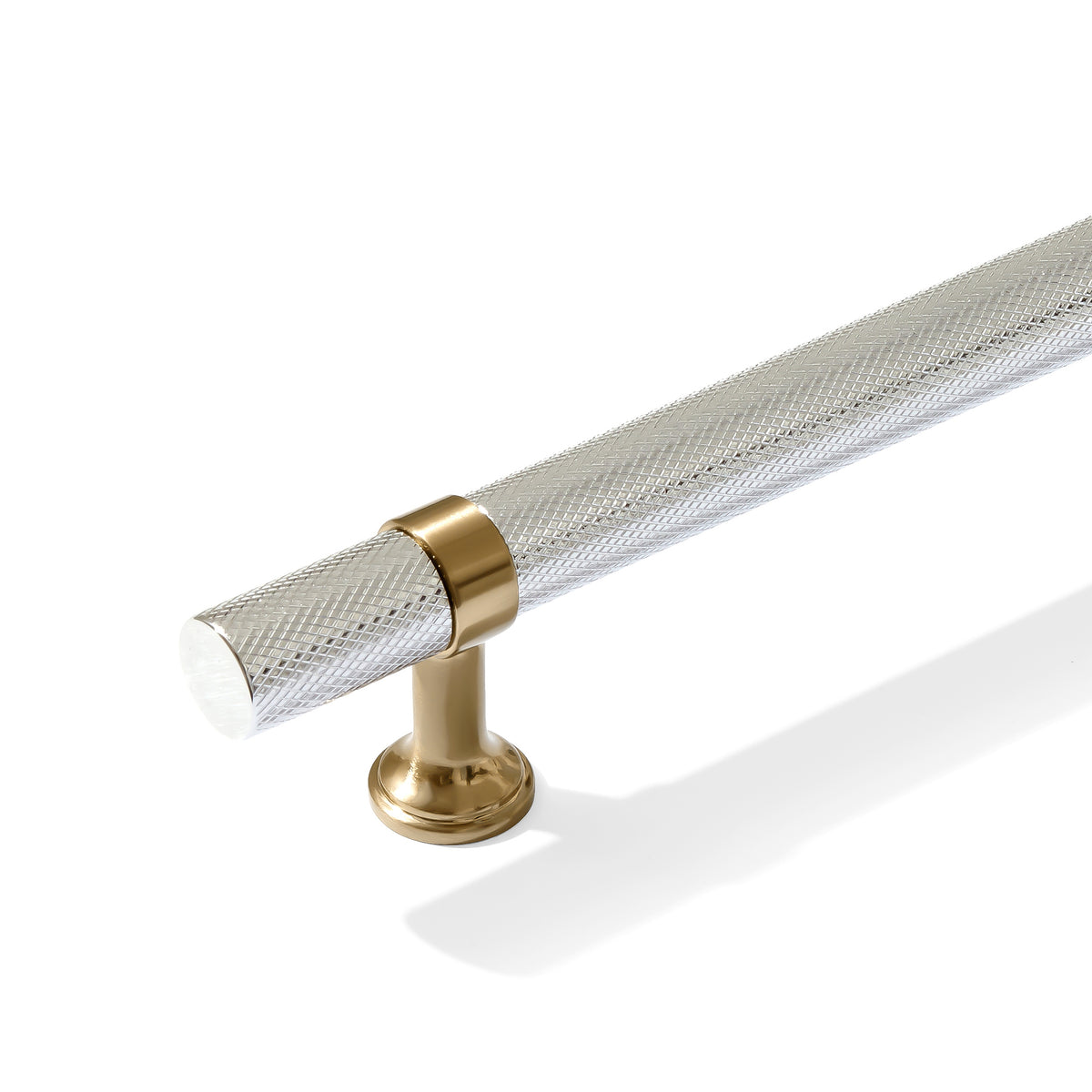Knurled T-Bar "Contemporary" Champagne Bronze and Polished Chrome Knobs and Pulls - Forge Hardware Studio