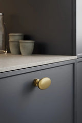 Dark Brushed Gold "Baron" Cup Pull and Knobs - Euro • Knobs