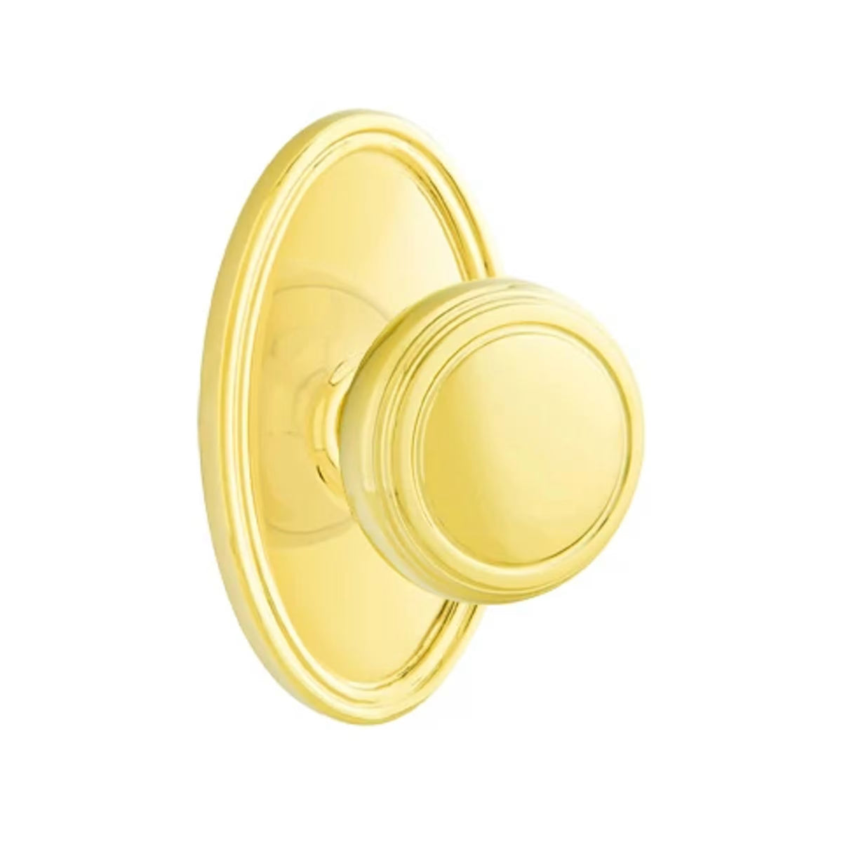 Transitional Unlacquered Brass "Ridge" Round Door Knob