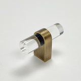 Lucite "June" Brushed Antique Brass Drawer Pulls and Knobs - Forge Hardware Studio