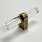 Lucite "June" Brushed Antique Brass Drawer Pulls and Knobs - Forge Hardware Studio