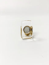 Polished Brass "River" Rectangle Clear Glass Cabinet Knob - Forge Hardware Studio
