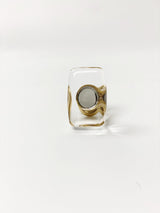 Unlacquered Brass "River" Rectangle Clear Glass Cabinet Knob - Forge Hardware Studio