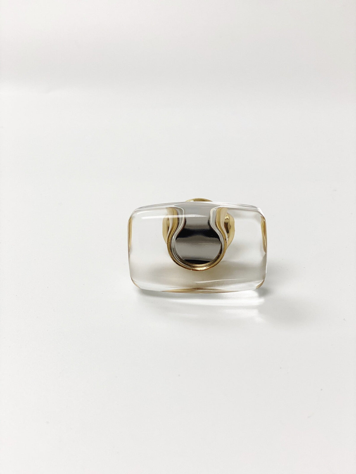 Polished Brass "River" Rectangle Clear Glass Cabinet Knob - Forge Hardware Studio