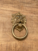 Satin Gold Lionhead Door Knocker - Holiday Gift - Forge Hardware Studio