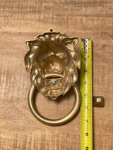 Satin Gold Lionhead Door Knocker - Holiday Gift - Forge Hardware Studio