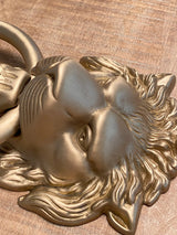 Satin Gold Lionhead Door Knocker - Holiday Gift - Forge Hardware Studio