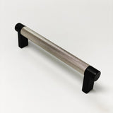 Knurled "Converse" Texture Satin Nickel and Black Knob and Pulls - Forge Hardware Studio