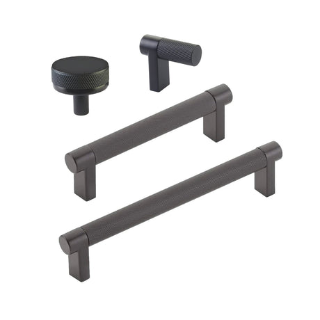 Knurled Matte Black Cabinet Knobs and Drawer Pulls - Forge Hardware Studio