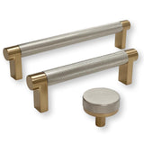 Knurled "Converse" Champagne Bronze and Brushed Nickel Dual-Finish Knobs and Pulls - Forge Hardware Studio