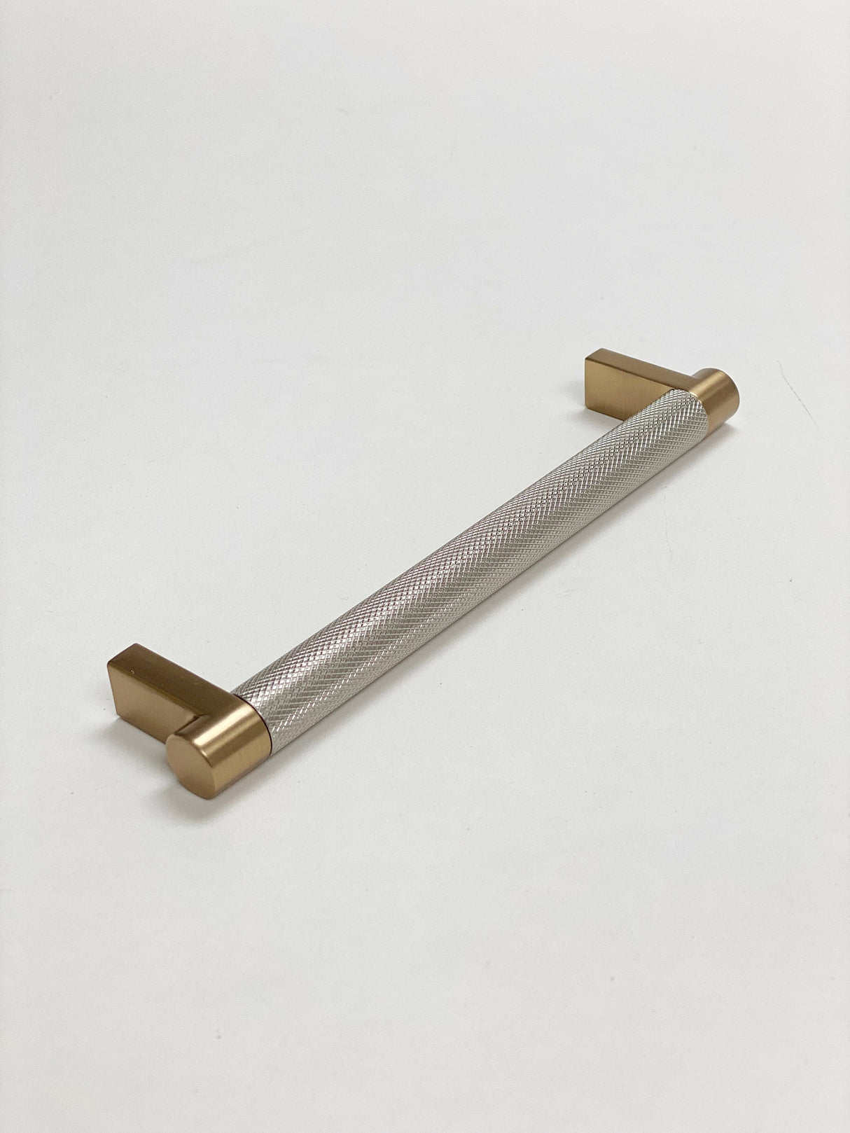 Knurled "Converse" Champagne Bronze and Brushed Nickel Dual-Finish Knobs and Pulls - Forge Hardware Studio