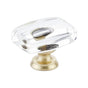 Satin Brass "River" Rectangle Clear Glass Cabinet Knob - Forge Hardware Studio